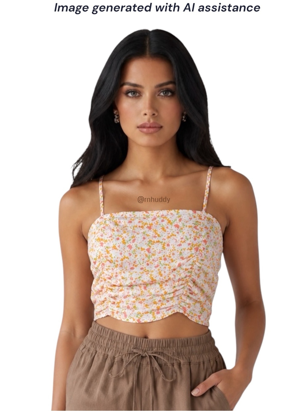 NWT BP S floral ruched cropped tank